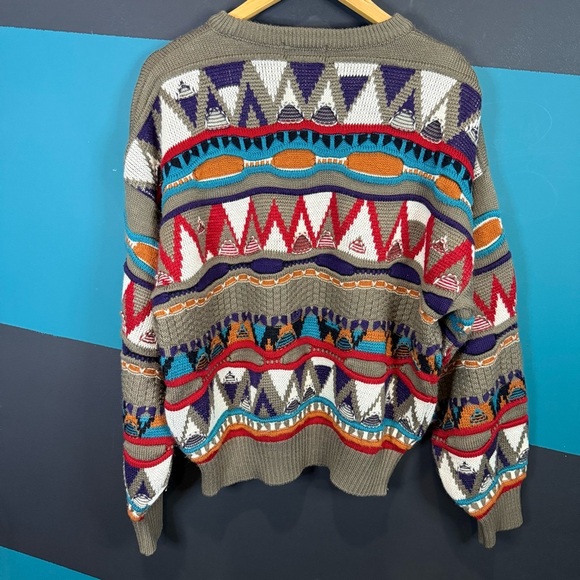 Vintage 90s Tosani 3D knit sweater Mens large Coogi Style - Picture 4 of 14